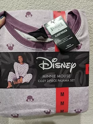 NWT Disney Minnie Mouse Womens 2 Piece Cozy Pajama Set Purple Medium • $19.99