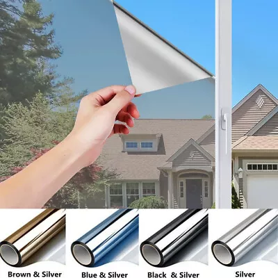 One Way Mirror Window Film Reflective Home Privacy Solar Tint Foil Glass Sticker • £12.49