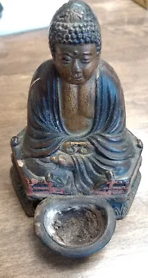 Vintage BUDDHA INCENSE BURNER Meditative Sitting Statue Ceramic Made In Japan  • $5