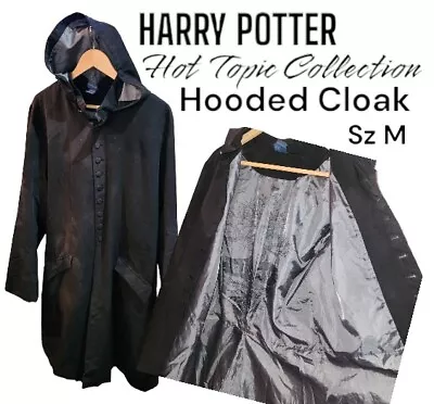 HARRY POTTER HOT TOPIC  EXCLUSIVE MD Blk Hooded Button Front  ALWAYS  Cloak Coat • $37.77