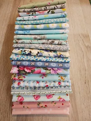 100% Cotton Fabric FQ Bundle For Patchwork & Sewing-mixed Florals 20 Designs Pk4 • £2.40