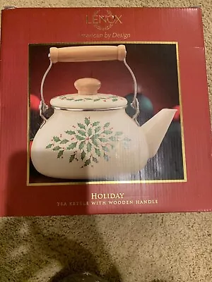 £28.96 • Buy Lenox Holiday Christmas Tea Kettle With Wooden Handle New In Box