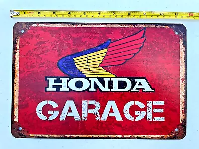 Honda Garage Tin Sign Honda Logo Retro Vintage Wings Metal Art Office Man Cave • $11.95