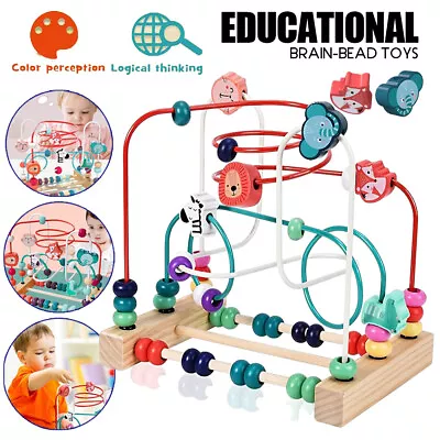 Maze Roller Coaster Math Toy Wooden Educational Puzzle Learning Bead Baby Toys • £12.90