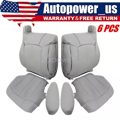 Front Both Side Bottom & Back Leather Seat Cover Gray For 2000-2002 GMC Sierra • $104.99