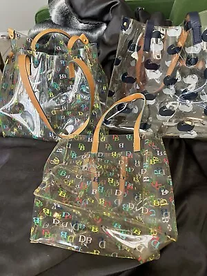 3 Lot Dooney & Bourke Clear Medium Small Bag Lunch Tote Handbag Navy Duck Logos • $99