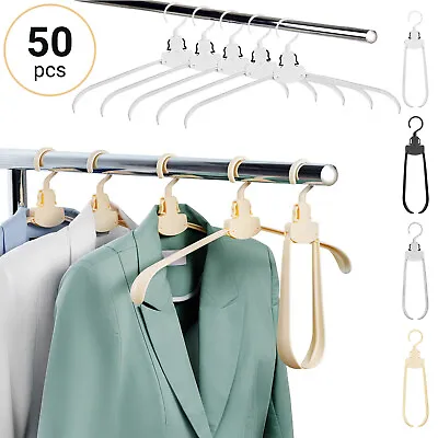 Folding Compact Hanger Clothes Space Saving Travel Apparel Drying Rack 50 Pcs • $29.09