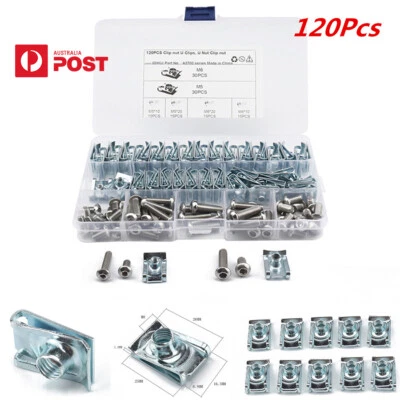 120pcs Stainless Steel Fairing Bodywork Panel Clips U-Nut Speed Fasteners M5 M6 • $38.01