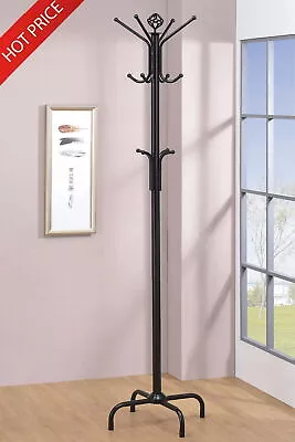 Metal Coat Rack Black 8 Hook 73 H X 20 W X 20 D In Traditional Unobtrusive Desgn • $26.50