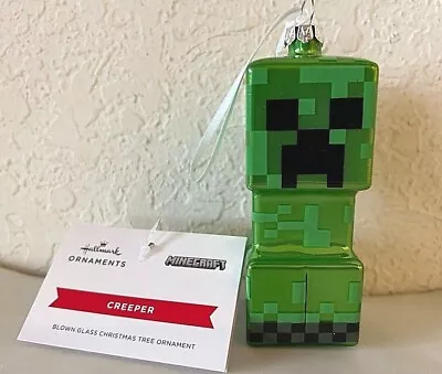 NEW 2022 Hallmark MINECRAFT CREEPER Blown Glass Christmas Ornament  • $13.49