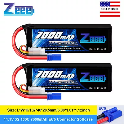 2x Zeee 3S LiPo Battery 7000mAh 11.1V 100C EC5 For RC Car Airplane Helicopter • $86.96