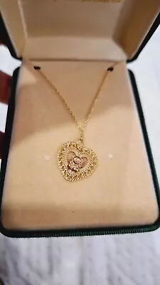 Vintage 14k Gold With Solid 14k Gold Teddy Bear Pendant Child's Necklace 14  • $59.99