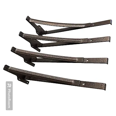 4 Metal Shelf Brackets Hammered Oil Rubbed Bronze 12  With Hardware Modern Style • $9.97