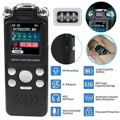 32G Spy Digital Voice Activated Mini Sound Audio Recorder Dictaphone MP3 Player • $37.95