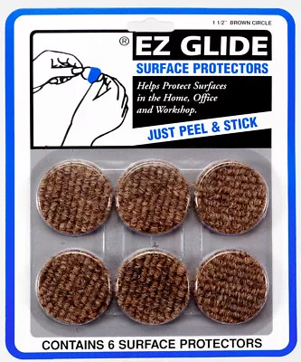 $7.45 • Buy EZ Glide 1.5  Brown Circle Surface Protectors - Helps Protect Wood Floor Surface