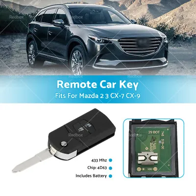 433 MHz Remote Car Key 4D63 Chip Fits For Mazda 2 3 CX-7 CX-9 SKE126-01 2 Button • $29.59