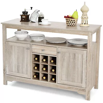 Buffet Server Sideboard Wine Cabinet Console Table Dining Room Shelf Grey • $149.99