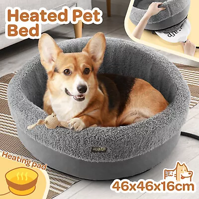 Heated Dog Cat Pet Bed Kitten Puppy Heater Washable Heating Calming Warmer Nest • $69.95