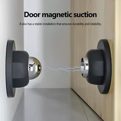 Stainless Steel Door Magnetic Stopper Anti-Collision Windproof Protector Silicon • £7.99