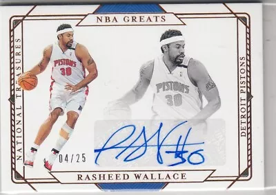 2020-21 Panini National Treasures Rasheed Wallace Autograph On Card /25 Pistons • $69.99