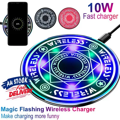 10W Qi Wireless Charger Magic Flashing FAST Charging Pad For IPhone 13 12 11 Pro • $9.99