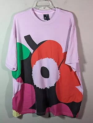 Adidas X Marimekko Designer Collab Oversized XL T-shirt Floral Pink Streetwear • $50