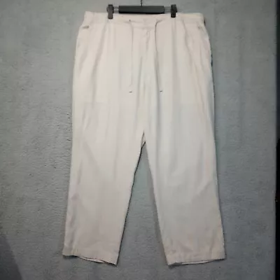 Havanera Mens Linen Blend Drawtring Pants XL Beige Wide Leg Lightweight Pockets • $21.95