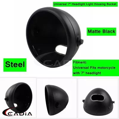 7 Inch Motorcycle Headlight Matte Black Housing Headlamp Bulb Bucket For Harley • $62.94