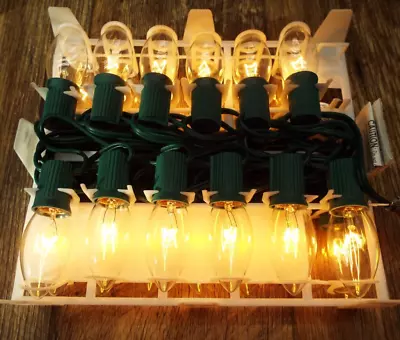 Vintage C9 Christmas LIGHTS  25 CLEAR-INDOOR/OUTDOOR GREEN WIRE/25 FT TESTED • $7.95