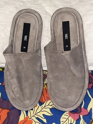 Zara Man Tan Suede Slip On Slipper Sandals Size 39 • $19.99