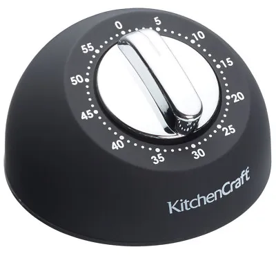 Kitchen Craft Black Soft Touch Wind Up Countdown Clockwork 60 Minute Timer • £11.95