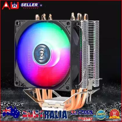 RGB CPU Cooler 4 Heat Pipe 9cm Cooling Fan Hydraulic Bearings Mute For INTEL AMD • $22.31