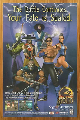 1999 Mortal Kombat Gold Dreamcast Print Ad/Poster Authentic Official Promo Art • $19.49