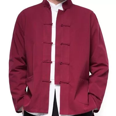 Men Traditional Chinese Tang Suit Coat Jacket Wing Chun Kung Fu Tai Chi Uniform • $25.99