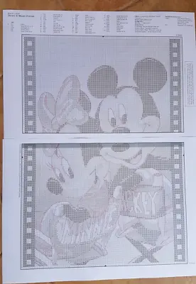 Disney Cross Stitch Chart Mickey & Minnie Mouse Portrait 10.75  X 10.5  • £3.50