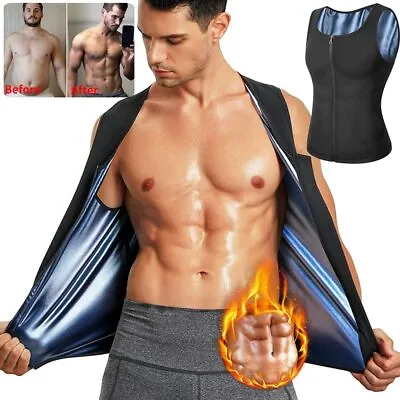 $9.99 • Buy Sweat Vest For Men Sauna Tank Tops Fitne Workout Slimming Body Shaper Undershirt