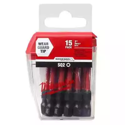 SHOCKWAVE Impact Duty 2 In. Square #2 Alloy Steel Screw Driver Bit (15-Pack) • $32.09