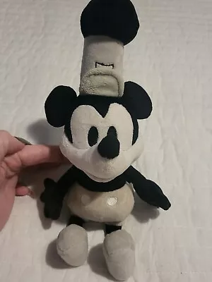 Walt Disney Steamboat Willie Mickey Mouse Plush Stuffed Black White And Gray • $10