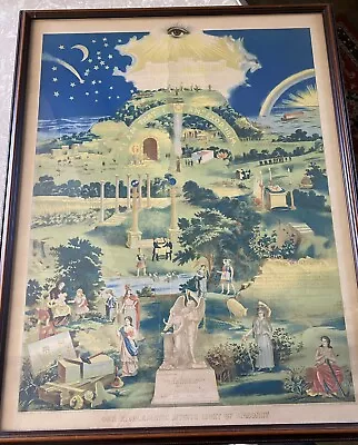 Masonic Poster 1914 Our Emblematic Mystic Light Of Masonry Framed 22x29 Indiana • $599.99