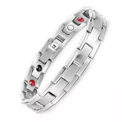 Elegant Silver Titanium Magnetic Bracelet Men Arthritis Pain Energy Balance RX • $27.88