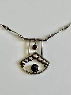 £65 • Buy Vintage Art Deco Modernist Sterling Silver Garnet Necklace 