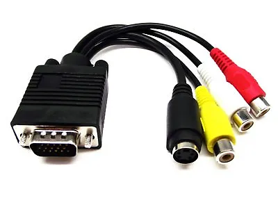 From OZ Quality 1PC VGA SVGA Video Male Plug To 3 RCA S-Video Female Cable Adapt • $8.95