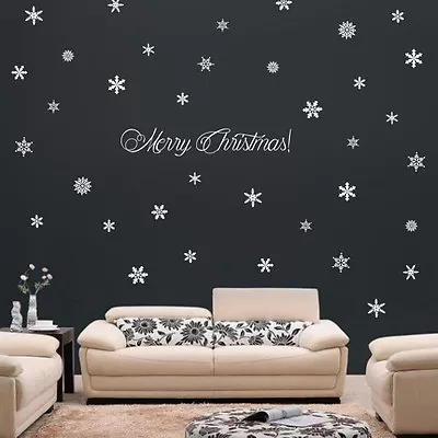 73 Snowflakes & Merry Christmas! Holiday Wall Window Art Vinyl Decal Sticker • $18.89