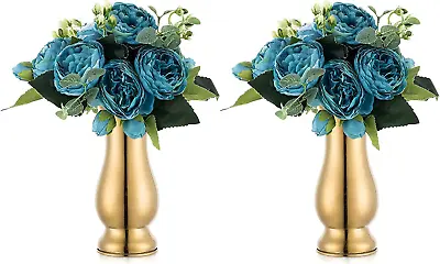 2 Pcs Metal Centerpieces Vase For Wedding Party Table Decoration 6.85In Tall Va • £39.90