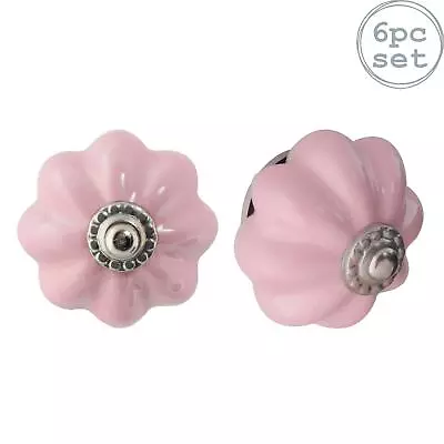 £9.99 • Buy 6x Floral Ceramic Cabinet Knobs Vintage Cupboard Door Drawer Handles Pink