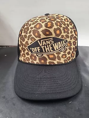 Vans Off The Wall Hat Cap Leopard Print Skate Surf Otto Snapback Trucker Vtg • $10.12