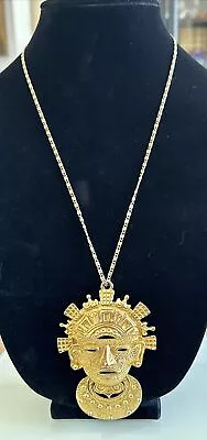 Vintage Mayan Aztec Pendant Necklace  • $12.99