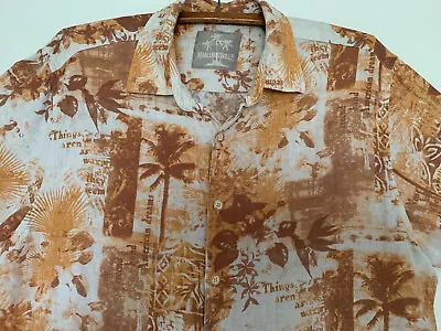 Margaritaville Hawaiian Silk & Linen Mens Shirt Chest 44” W/Palm Designed. • $15.50