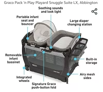 Graco Baby Pack 'n Play Playard Snuggle Suite LX  Abbington  • $200