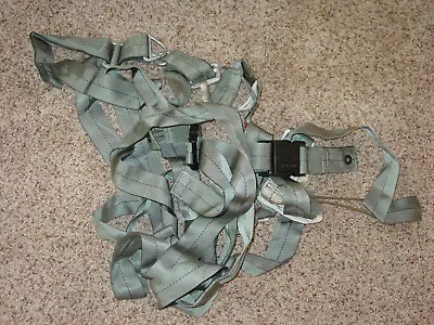 Military Parachute Harness Gear Gray W/ D Clips! • $59.95